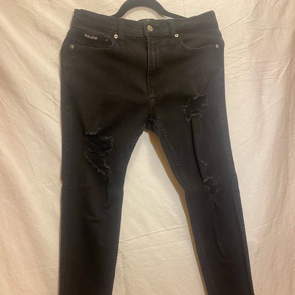 Unisex Hollister California ripped jeans, black, 32W 30L - Picture 1 of 3